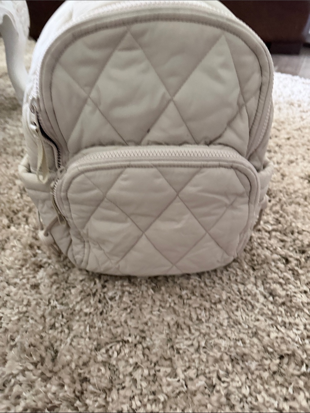 Vera Bradley Quilted Mini Backpack in Cream